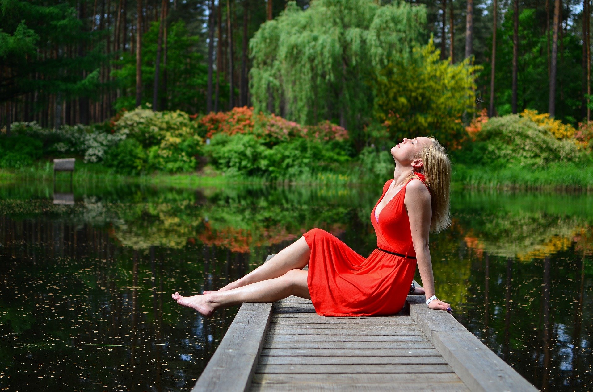 Woman sitting amongst nature